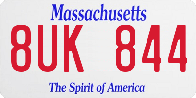 MA license plate 8UK844