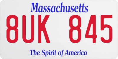 MA license plate 8UK845
