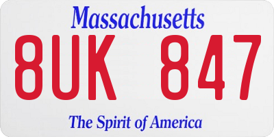 MA license plate 8UK847
