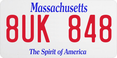 MA license plate 8UK848