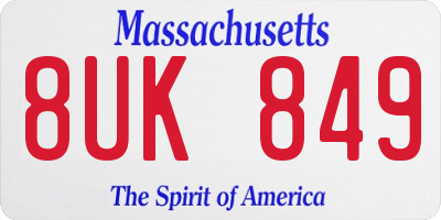 MA license plate 8UK849