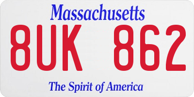 MA license plate 8UK862
