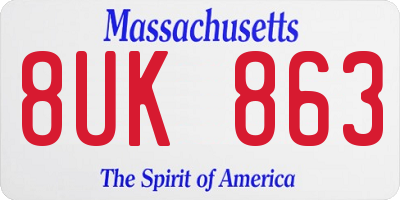 MA license plate 8UK863