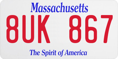 MA license plate 8UK867