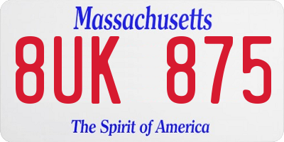 MA license plate 8UK875