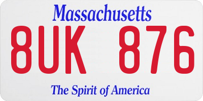 MA license plate 8UK876