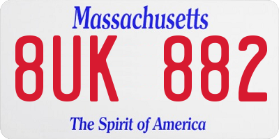 MA license plate 8UK882