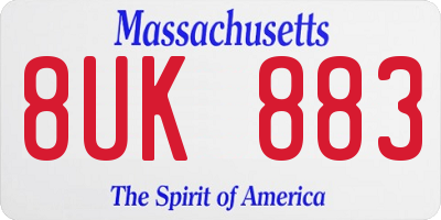 MA license plate 8UK883
