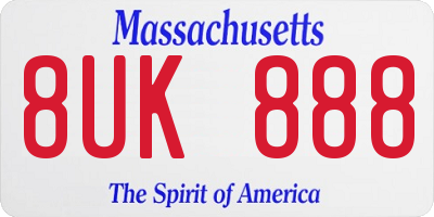 MA license plate 8UK888