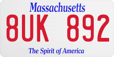 MA license plate 8UK892