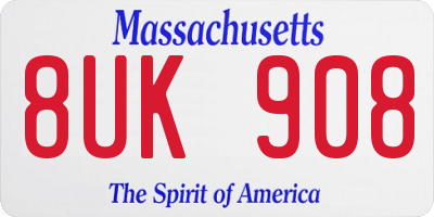 MA license plate 8UK908