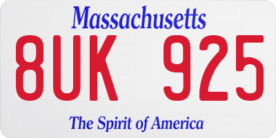 MA license plate 8UK925