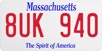 MA license plate 8UK940