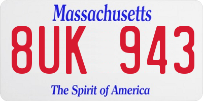 MA license plate 8UK943