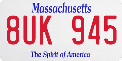 MA license plate 8UK945