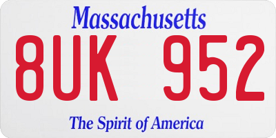 MA license plate 8UK952