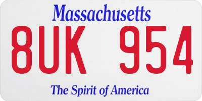 MA license plate 8UK954