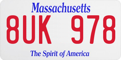 MA license plate 8UK978