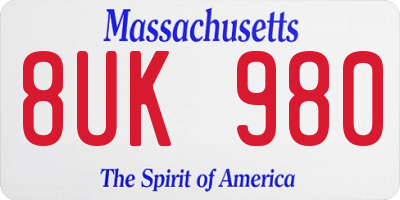 MA license plate 8UK980