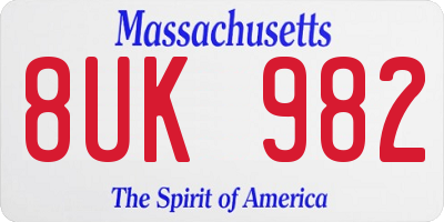 MA license plate 8UK982