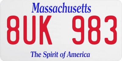 MA license plate 8UK983