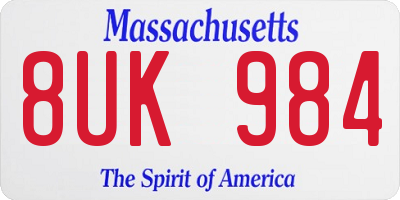 MA license plate 8UK984