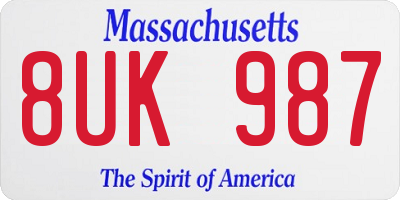 MA license plate 8UK987