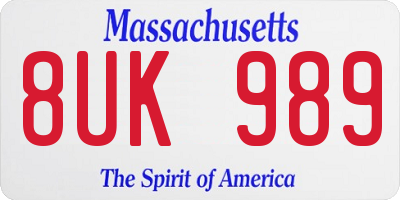 MA license plate 8UK989