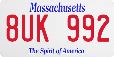 MA license plate 8UK992