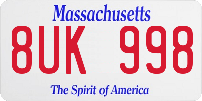 MA license plate 8UK998