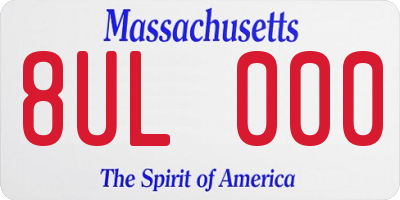 MA license plate 8UL000