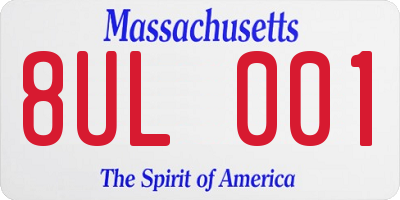 MA license plate 8UL001