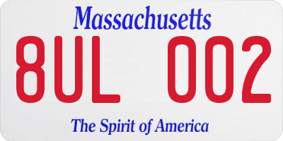 MA license plate 8UL002