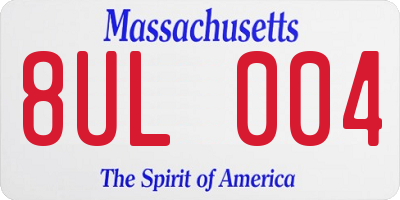 MA license plate 8UL004