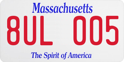 MA license plate 8UL005