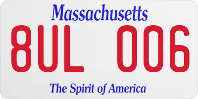 MA license plate 8UL006