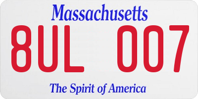 MA license plate 8UL007