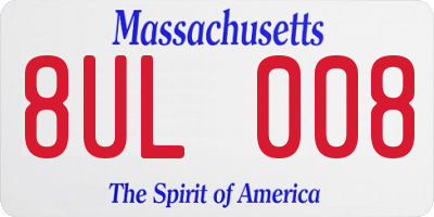 MA license plate 8UL008