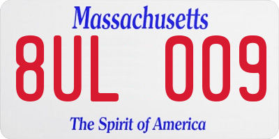 MA license plate 8UL009