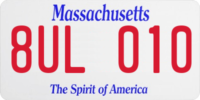 MA license plate 8UL010