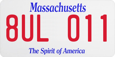 MA license plate 8UL011