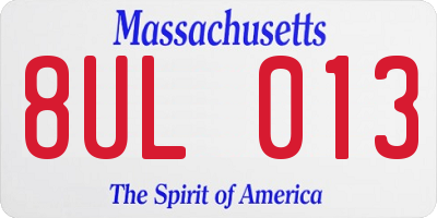 MA license plate 8UL013
