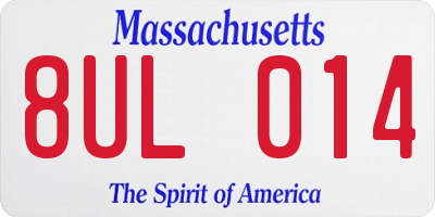 MA license plate 8UL014