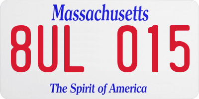 MA license plate 8UL015