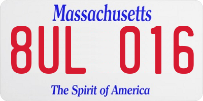 MA license plate 8UL016