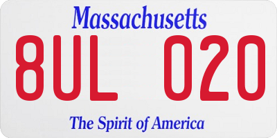 MA license plate 8UL020