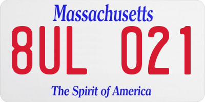 MA license plate 8UL021