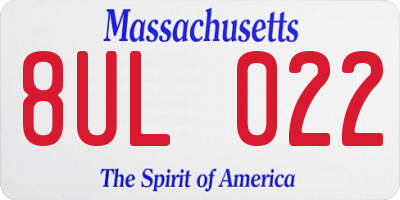 MA license plate 8UL022