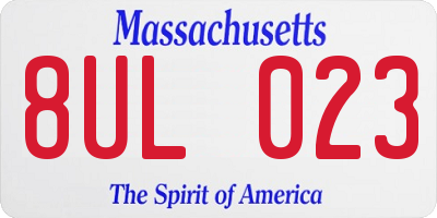 MA license plate 8UL023
