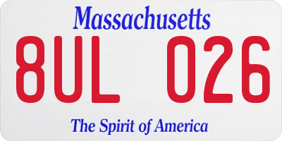 MA license plate 8UL026